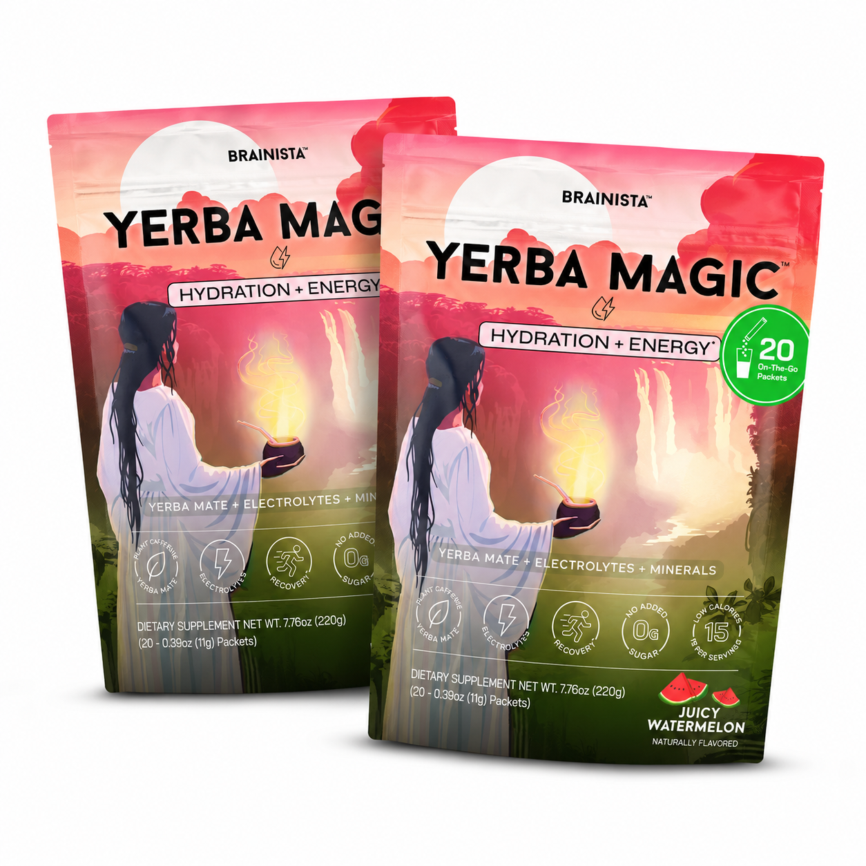 2 pouches of Yerba Magic Hydration + Energy