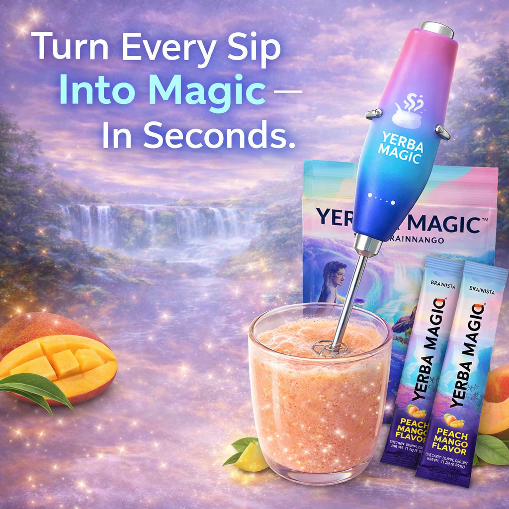 Yerba Magic® | Premium Electric Frother — Battery-Powered Handheld Drink Mixer with Stand