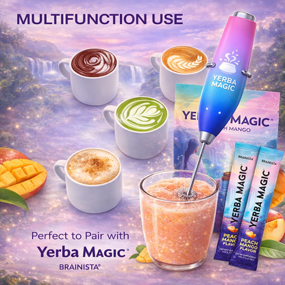 Yerba Magic® | Premium Electric Frother — Battery-Powered Handheld Drink Mixer with Stand