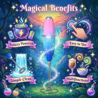 Yerba Magic® | Premium Electric Frother — Battery-Powered Handheld Drink Mixer with Stand