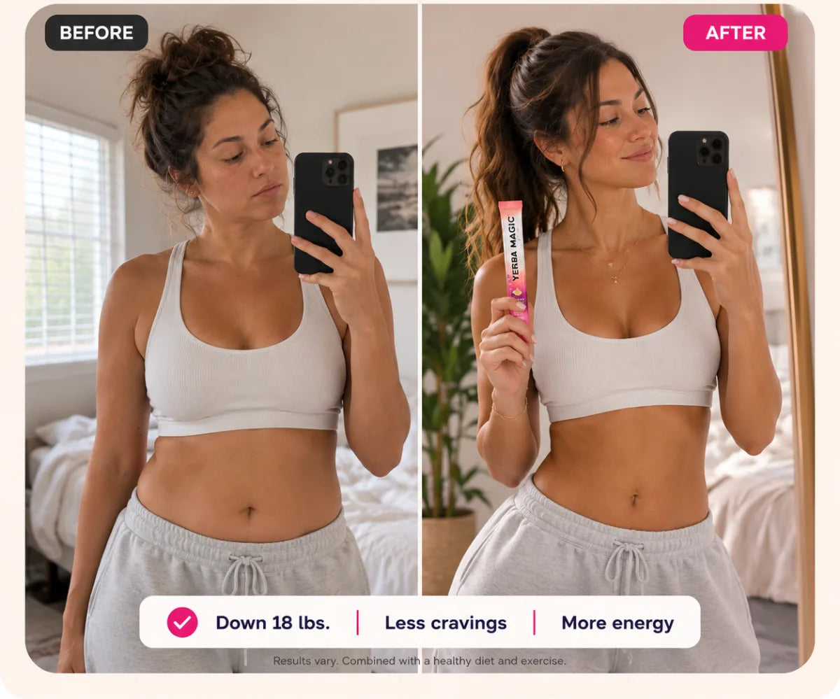 Feel the difference: before and after — down 18 lbs, less cravings, more energy